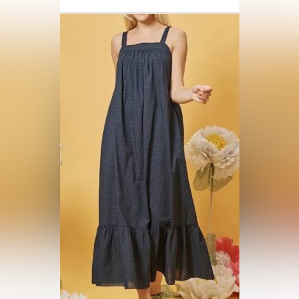 LDT, Size 8, New, Navy Blue Maxi Dress from Dillards. Long, Sleeveless, Cotton.